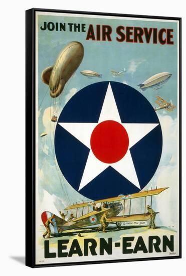 "Join the Air Service. Learn - Earn", C.1917-null-Framed Stretched Canvas