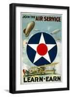 "Join the Air Service. Learn - Earn", C.1917-null-Framed Giclee Print