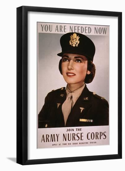 Join the Army Nurse Corps, 1943 Recruiting Poster For US Army Nurses-null-Framed Art Print