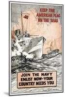Join the Navy, Keep the American Flag on the Seas, c.1917-Frank Vining Smith-Mounted Art Print