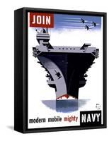 Join the Navy, Modern Mobile Mighty-null-Framed Stretched Canvas