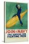 Join the Navy - the Service for Fighting Men Poster-R.F. Babcock-Stretched Canvas