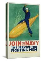 Join the Navy - the Service for Fighting Men Poster-R.F. Babcock-Stretched Canvas