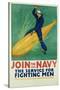 Join the Navy - the Service for Fighting Men Poster-R.F. Babcock-Stretched Canvas