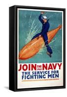 Join the Navy, the Service for Fighting Men-null-Framed Stretched Canvas