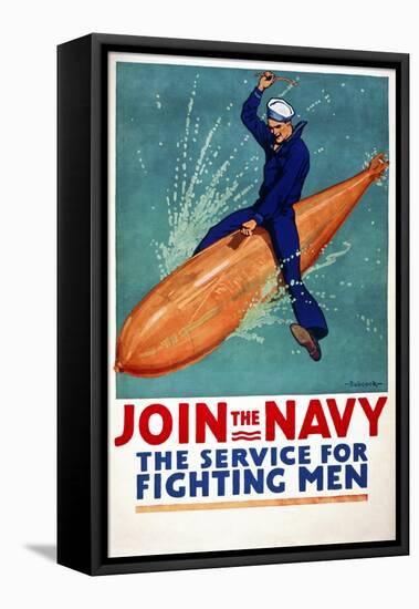 Join the Navy, the Service for Fighting Men-null-Framed Stretched Canvas