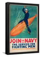 Join the Navy War Propaganda Vintage Ad Poster Print-null-Framed Poster