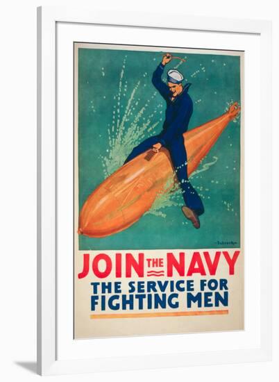 Join the Navy War Propaganda Vintage Ad-null-Framed Art Print