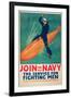 Join the Navy War Propaganda Vintage Ad-null-Framed Art Print