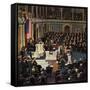 "Joint Session of Congress", January 7, 1950-John Falter-Framed Stretched Canvas