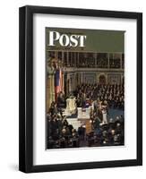 "Joint Session of Congress," Saturday Evening Post Cover, January 7, 1950-John Falter-Framed Premium Giclee Print