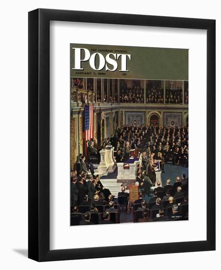 "Joint Session of Congress," Saturday Evening Post Cover, January 7, 1950-John Falter-Framed Premium Giclee Print