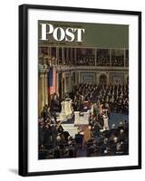 "Joint Session of Congress," Saturday Evening Post Cover, January 7, 1950-John Falter-Framed Giclee Print