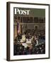 "Joint Session of Congress," Saturday Evening Post Cover, January 7, 1950-John Falter-Framed Giclee Print