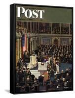 "Joint Session of Congress," Saturday Evening Post Cover, January 7, 1950-John Falter-Framed Stretched Canvas
