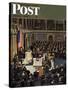 "Joint Session of Congress," Saturday Evening Post Cover, January 7, 1950-John Falter-Stretched Canvas