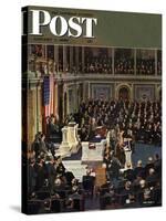 "Joint Session of Congress," Saturday Evening Post Cover, January 7, 1950-John Falter-Stretched Canvas