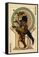 Joker - Playing Card-Lantern Press-Framed Stretched Canvas