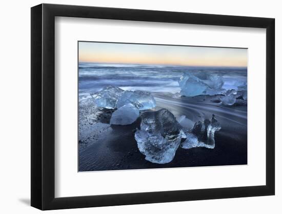 Jokulsa Beach at Sunrise, on the Edge of the Vatnajokull National Park, South Iceland-Lee Frost-Framed Photographic Print