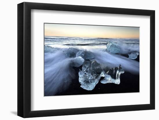 Jokulsa Beach at Sunrise, on the Edge of the Vatnajokull National Park, South Iceland-Lee Frost-Framed Photographic Print