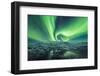 Jokulsarlon, East Iceland, Iceland. Northern lights over the glacier lagoon.-Marco Bottigelli-Framed Photographic Print