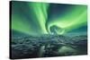 Jokulsarlon, East Iceland, Iceland. Northern lights over the glacier lagoon.-Marco Bottigelli-Stretched Canvas