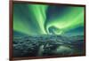 Jokulsarlon, East Iceland, Iceland. Northern lights over the glacier lagoon.-Marco Bottigelli-Framed Photographic Print