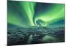 Jokulsarlon, East Iceland, Iceland. Northern lights over the glacier lagoon.-Marco Bottigelli-Mounted Photographic Print