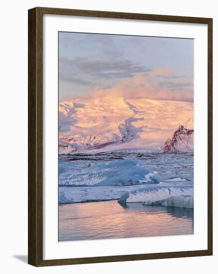 Jokulsarlon with Glacier Breidamerjokull, Vatnajokull NP. Iceland-Martin Zwick-Framed Premium Photographic Print