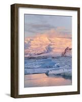 Jokulsarlon with Glacier Breidamerjokull, Vatnajokull NP. Iceland-Martin Zwick-Framed Photographic Print