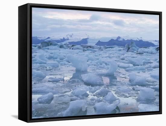 Jokulslarlon Glacial Lagoon, Vatnajokull Icecap, South Area, Iceland, Polar Regions-Simon Harris-Framed Stretched Canvas