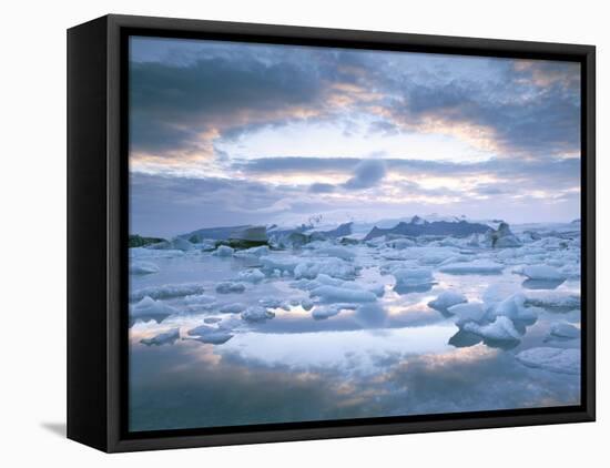 Jokuslarlon Glacial Lagoon, Vatnajokull Ice-Cap, Iceland, Polar Regions-Simon Harris-Framed Stretched Canvas