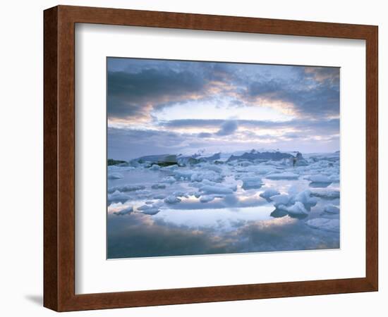 Jokuslarlon Glacial Lagoon, Vatnajokull Ice-Cap, Iceland, Polar Regions-Simon Harris-Framed Photographic Print