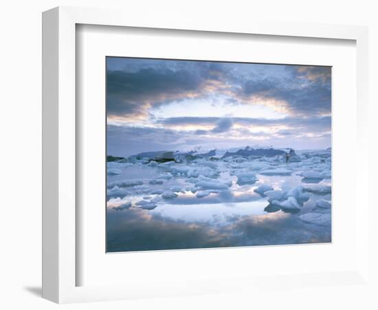 Jokuslarlon Glacial Lagoon, Vatnajokull Ice-Cap, Iceland, Polar Regions-Simon Harris-Framed Photographic Print