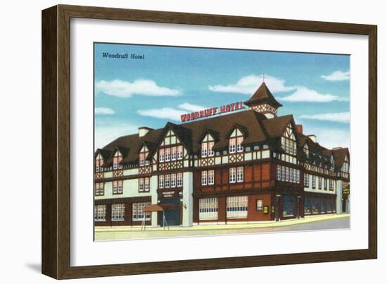 Joliet, Illinois - Exterior View of the Woodruff Hotel, c.1945-Lantern Press-Framed Art Print