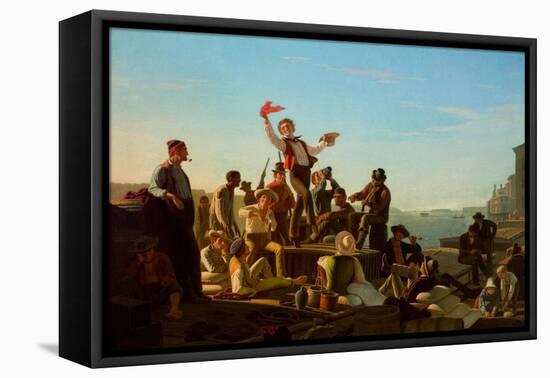 Jolly Flatboatmen in Port, 1857-George Caleb Bingham-Framed Stretched Canvas