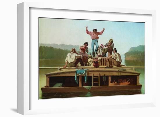 Jolly Flatboatmen-George Caleb Bingham-Framed Art Print