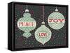 Jolly Holiday Ornaments Peace Love Joy-Michael Mullan-Framed Stretched Canvas