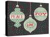 Jolly Holiday Ornaments Peace Love Joy-Michael Mullan-Stretched Canvas