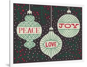 Jolly Holiday Ornaments Peace Love Joy-Michael Mullan-Framed Art Print