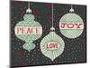 Jolly Holiday Ornaments Peace Love Joy-Michael Mullan-Mounted Art Print
