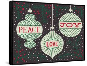 Jolly Holiday Ornaments Peace Love Joy-Michael Mullan-Framed Stretched Canvas