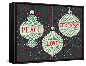 Jolly Holiday Ornaments Peace Love Joy-Michael Mullan-Framed Stretched Canvas