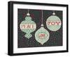 Jolly Holiday Ornaments Peace Love Joy-Michael Mullan-Framed Art Print