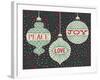 Jolly Holiday Ornaments Peace Love Joy-Michael Mullan-Framed Art Print