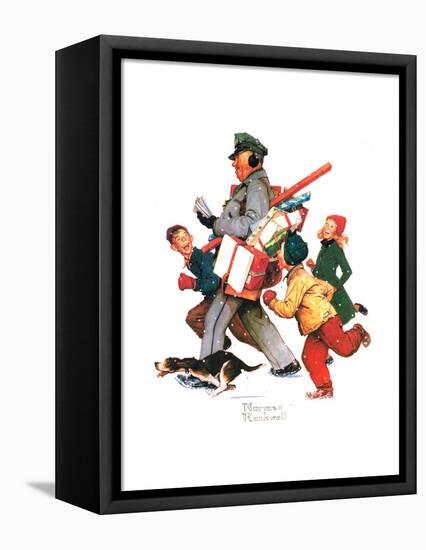 Jolly Postman-Norman Rockwell-Framed Stretched Canvas