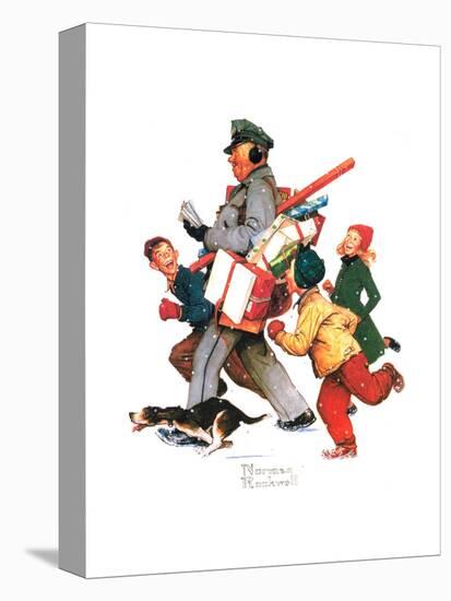 Jolly Postman-Norman Rockwell-Stretched Canvas