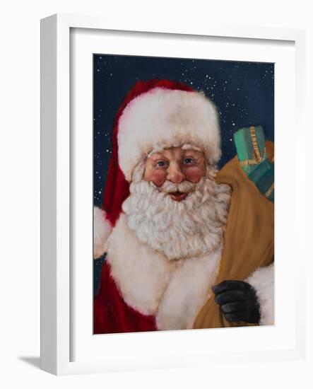 Jolly Saint Nick with Starry Night-Walt Johnson-Framed Art Print