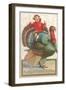 Jolly Thanksgiving, Boy Riding Turkey-null-Framed Art Print