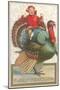 Jolly Thanksgiving, Boy Riding Turkey-null-Mounted Art Print